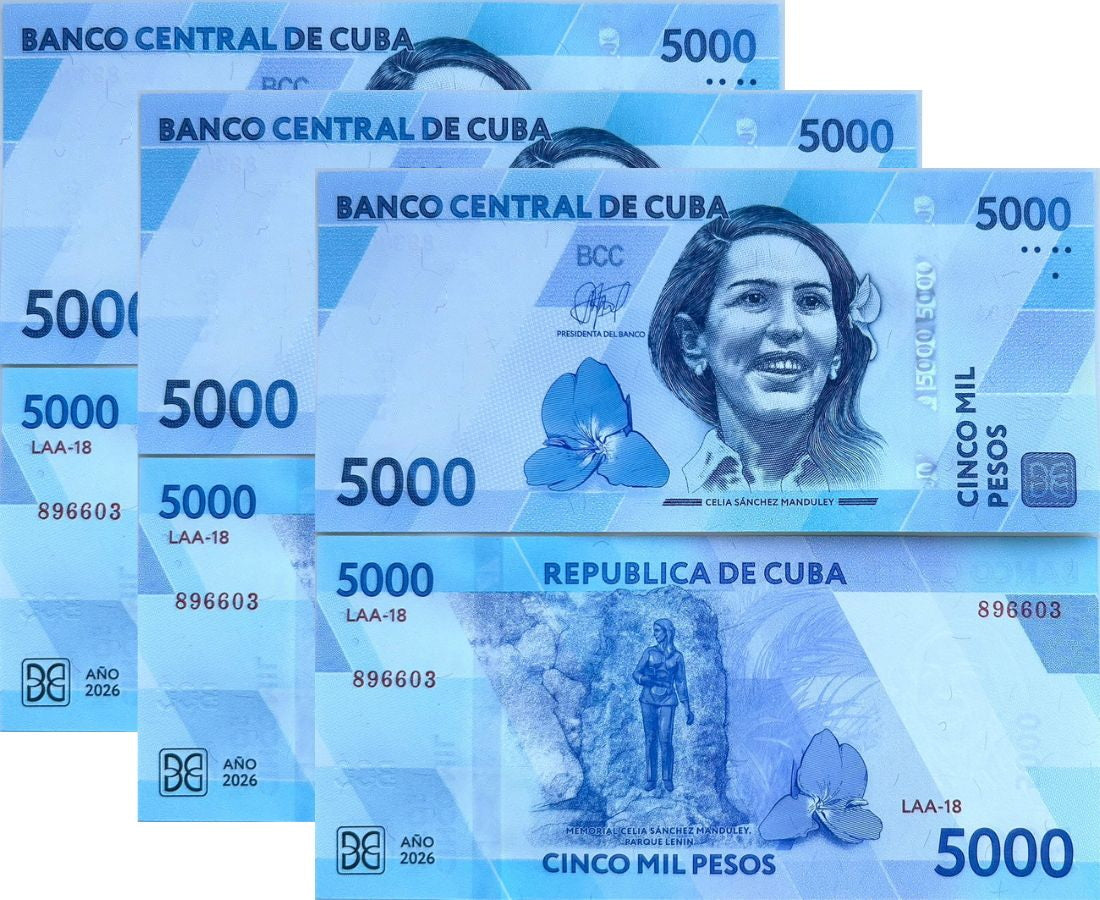 Central America LOT 3 UNC 5000 Pesos 2026 P W146 NEW Manduley Parque Lenin