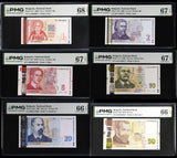 Bulgaria Set 6; 1 -20 50 Leva 1999-20 P114-P 119 Superb Gem UNC PMG 66 67 68 EPQ