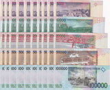 St.Thomas & Prince Set 5 x 10 = 50 UNC 5000-100000 Random Date P 65 66 67 68 69