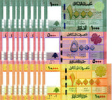 Lebanon Set 3 x Lot 10 = 30 UNC 1000 5000 10000 Livres Random Date P 90 91 92