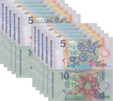 Suriname SET 2 x LOT 10 = 20 UNC 5 10 Gulden 2000 P 146 147