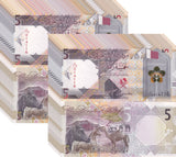 Qatar 5 Riyals 2025/2026 P New Emblem Western # Wide Security UNC LOT 20 PCS