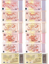Singapore SET 6 X LOT 2=12 UNC 10 & 50 dollars 2015 Commemorative P 56-P 61