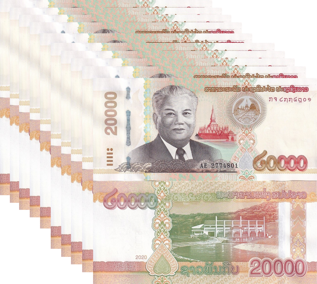 Laos 20000 Kip 2020/2022 P 41C UNC LOT 10 PCS