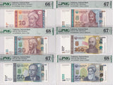 Tajikistan Set 6; 10 20-500 Som 2022 P21 22 24-27 Superb UNC PMG 66 67 68 EPQ