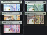 Aruba Set 5; 10 25-100 200 Florins 2019 P 21-25 Superb Gem UNC PMG 66 67 EPQ