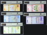 Curacao Set 5; 10 20 50 100 200 Gulden 2025 P 1 2-5 Superb Gem UNC PMG 66 67 EPQ