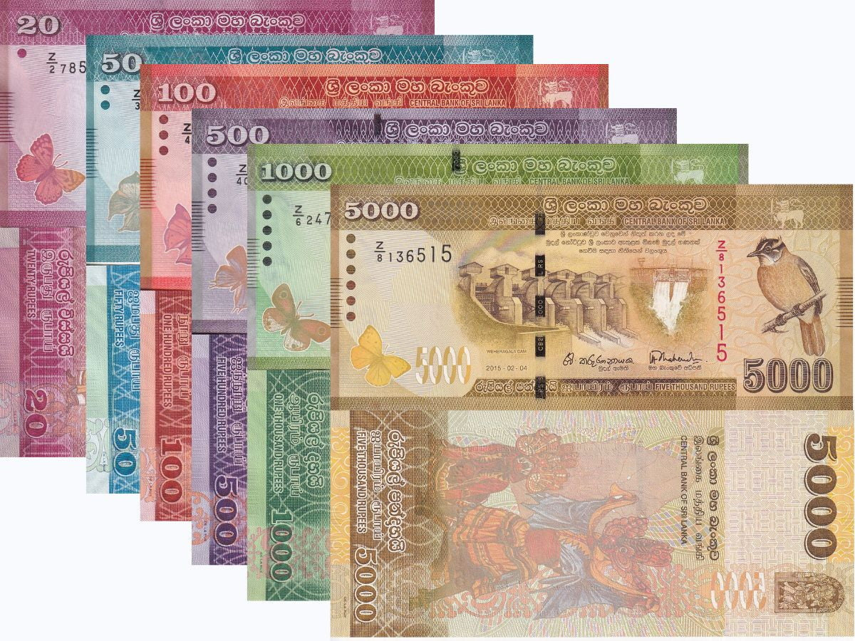 Sri Lanka set 6 UNC 20 50 -5000 Rupees 2010-2016 P 123-128 Z PREFIX Replacement