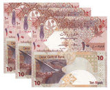 Qatar 10 Riyals ND 2015 P 30 UNC LOT 3 PCS
