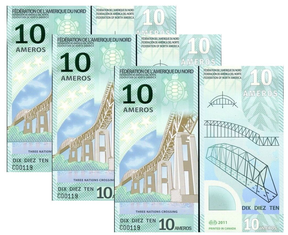 FEDERATION OF NORTH AMERICA 10 AMEROS 2011 POLYMER UNC LOT 3 PCS