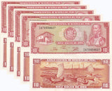 PERU 10 SULES DE ORO 1976 P 112 UNC LOT 5 PCS