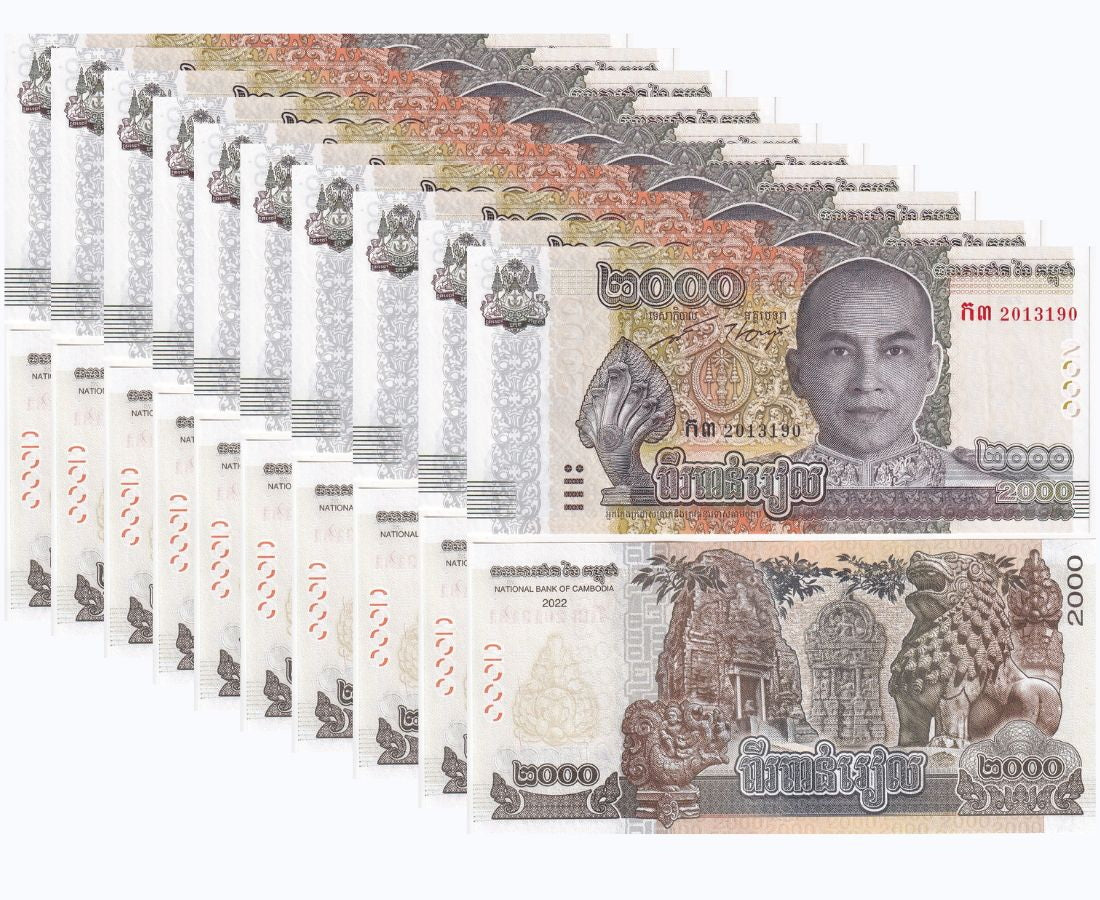 Cambodia 2000 Riels 2022 COMM. P 67A UNC LOT 10 PCS