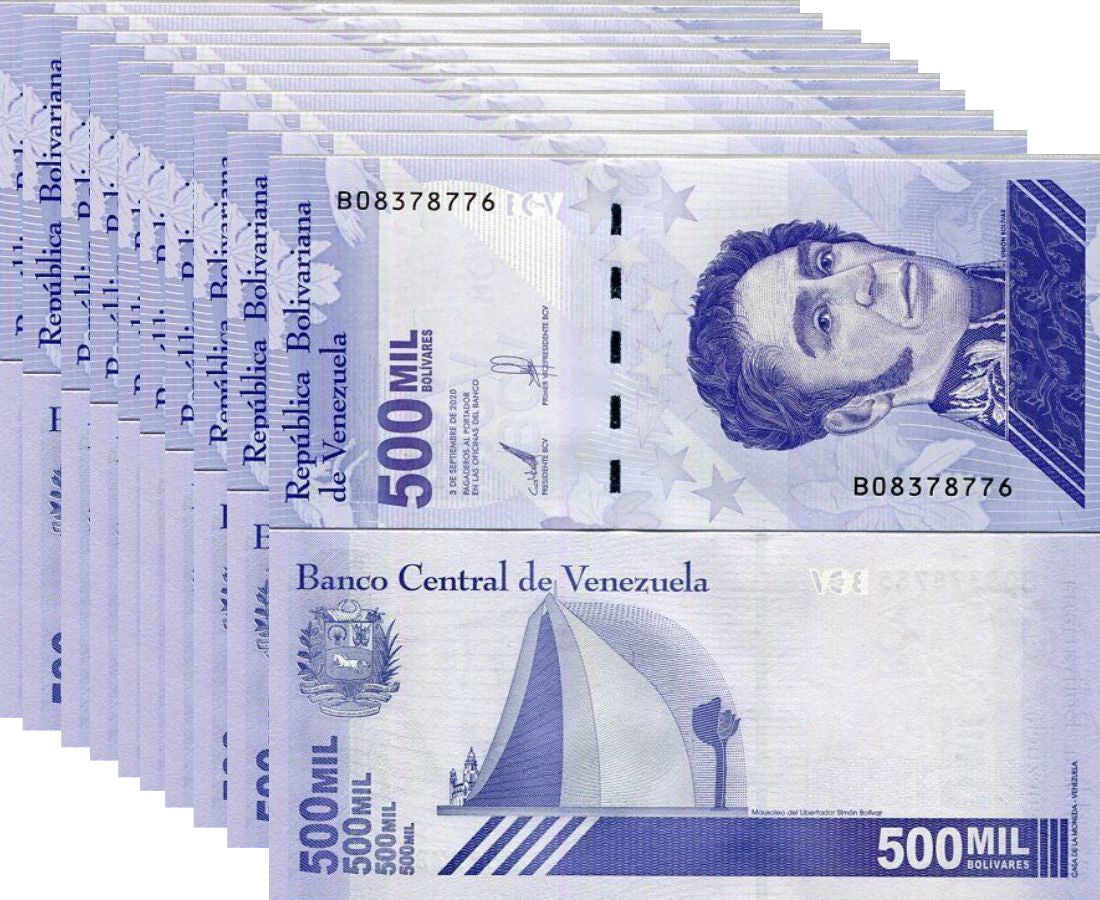 Venezuela 500000 Bolivares 2020/2021 P 113 UNC LOT 10 Pcs 1/10 Bundle