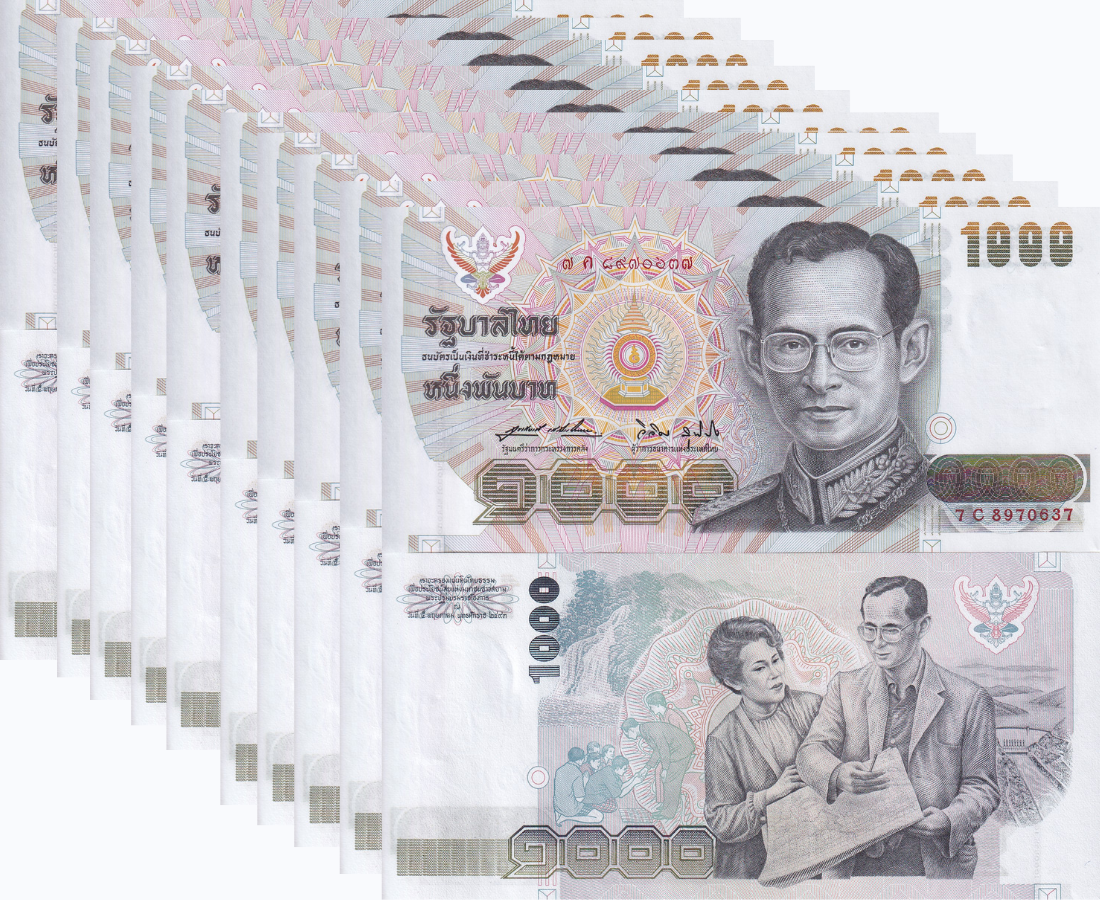 Thailand 1000 Baht ND 1992 P 92 UNC LOT 10 PCS