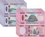 Rwanda SET 2 UNC 2000 5000 FRANCS 2024 P 44 45 New Sign LOT 5 SETS = 10 Pcs