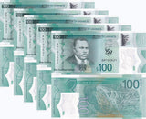 Jamaica 100 Dollars 2022 / 2023 P 97 Polymer UNC LOT 5 PCS