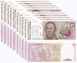 ARGENTINA 5 AUSTRALES 1989 P 324 b UNC LOT 10 PCS