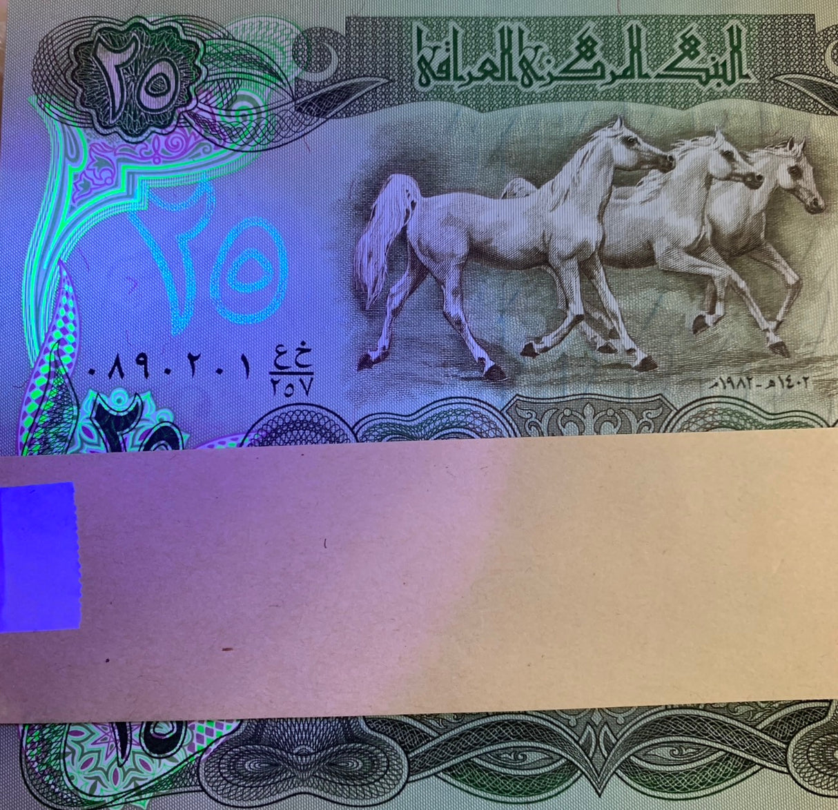 Iraq set 2 UNC 25 Dinars 1982-1990 P 72 74 Gulf war issue With 3 Horses