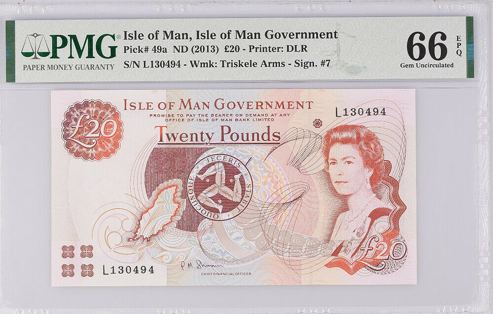Isle of Man 20 Pound ND 2013 P 49 a Gem UNC PMG 66 EPQ
