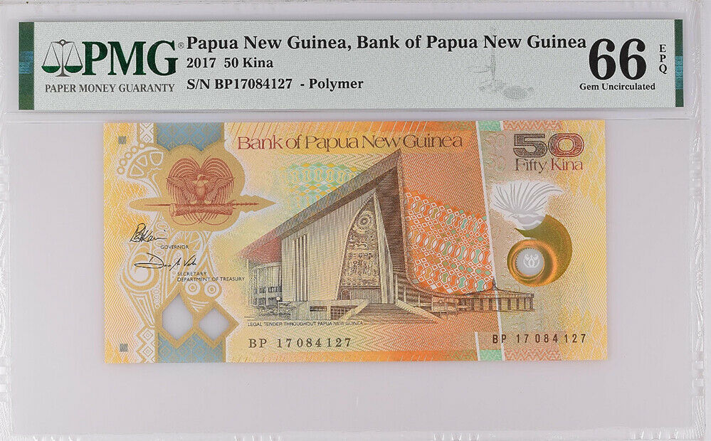 Papua New Guinea 50 Kina 2017 P NEW Polymer GEM UNC PMG 66 EPQ