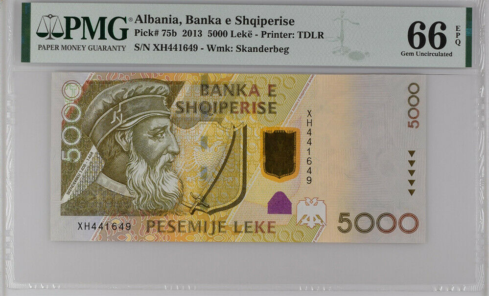 Albania 5000 Leke 2013 P 75 Gem UNC PMG 66 EPQ