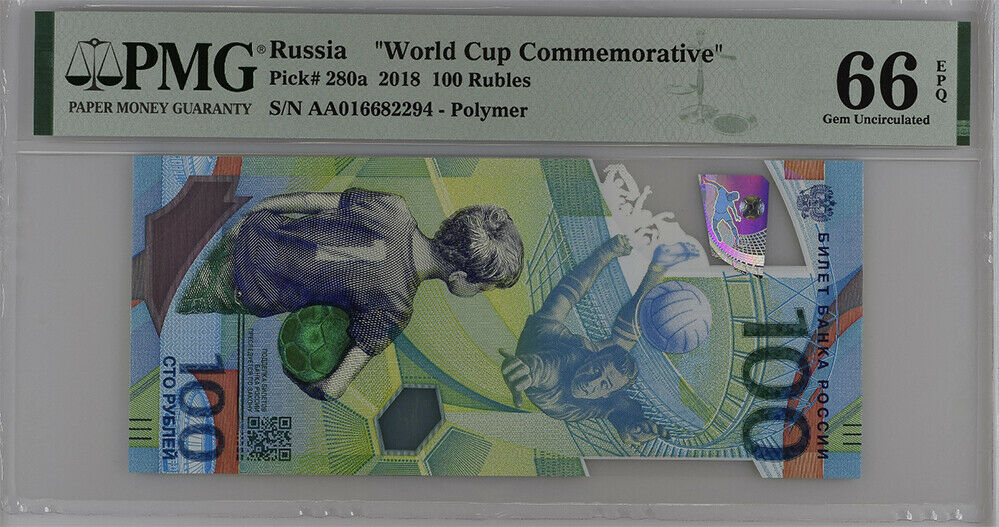 Russia 100 Rubles 2018 Polymer P 280 a Gem UNC PMG 66 EPQ