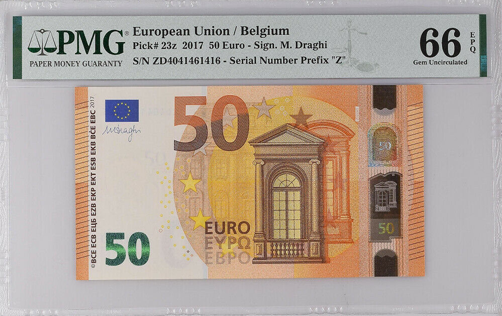 Euro 50 Euro Belgium 2017 P 23 Z ZD4041461416 Prefix Gem UNC PMG 66 EPQ