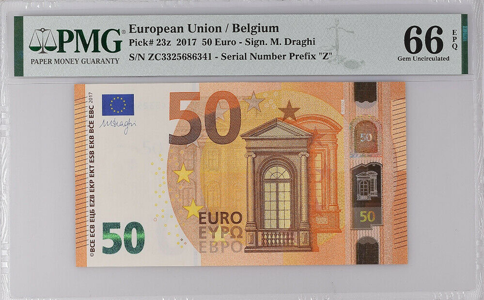 Euro 50 Euro Belgium 2017 P 23 Z ZC3325686341 Prefix Gem UNC PMG 66 EPQ
