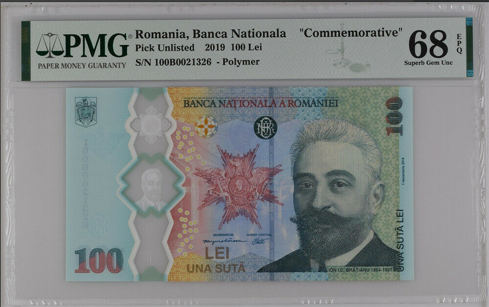 Romania 100 LEI 2019 P NEW Comm Superb GEM Polymer UNC PMG 68 EPQ