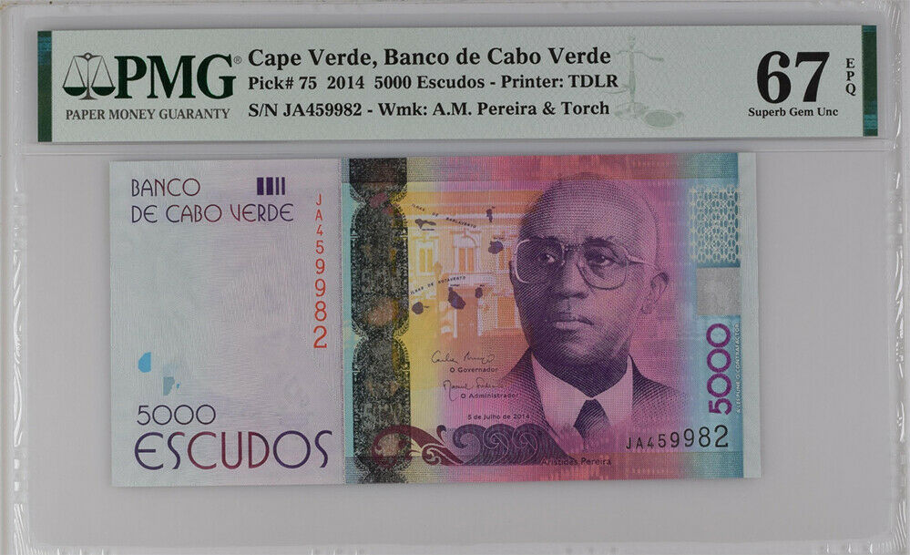 Cape Verde 5000 Escudos 2014 P 75 Superb Gem UNC PMG 67 EPQ