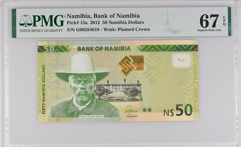 Namibia 50 Dollars 2012 P 13 a SUPERB GEM UNC PMG 67 EPQ