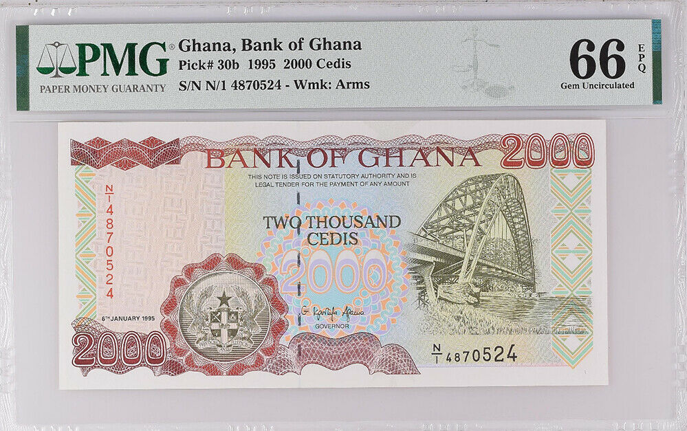 Ghana 2000 Cedis 1995 P 30 b Gem UNC PMG 66 EPQ