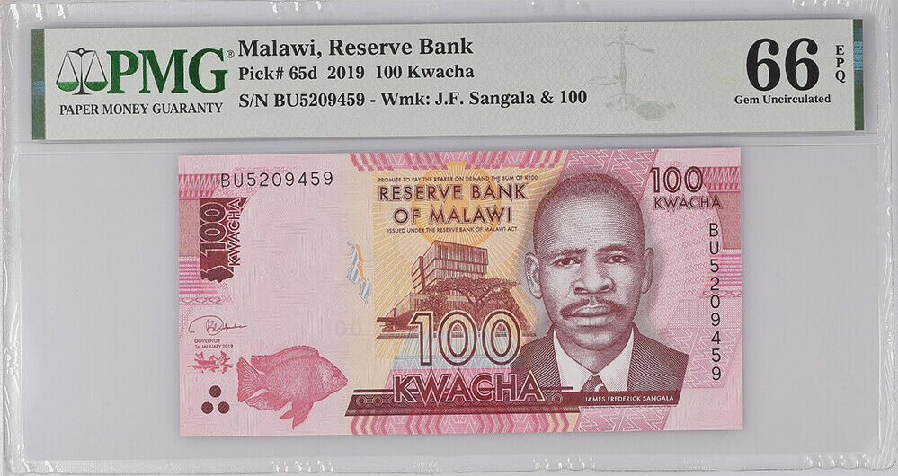 Malawi 100 Kwacha 2019 P 65 d GEM UNC PMG 66 EPQ
