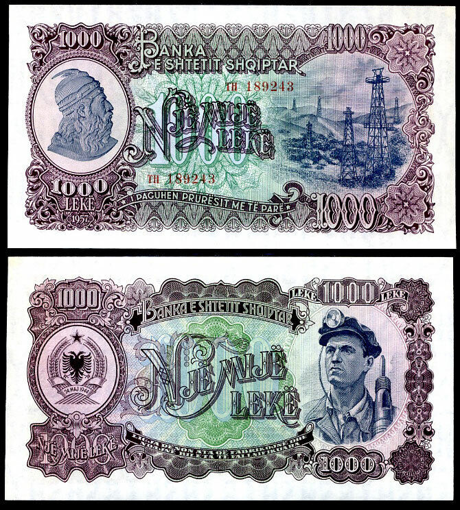 Albania 1000 Leke 1957 P 32 UNC