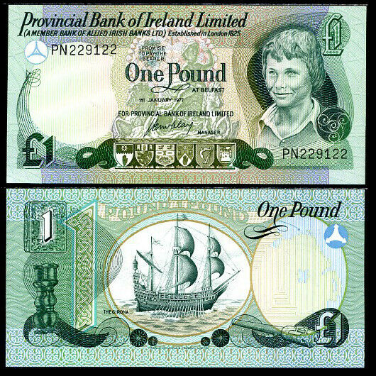 IRELAND 1 POUND 1-1-1977 P 247 UNC