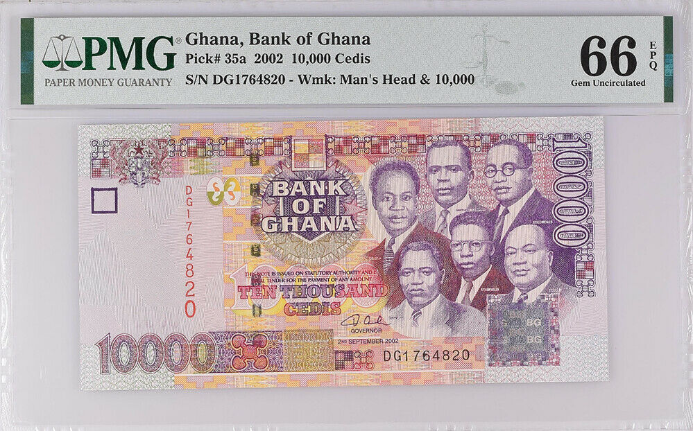 Ghana 10000 Cedis 2002 P 35 a GEM UNC PMG 66 EPQ