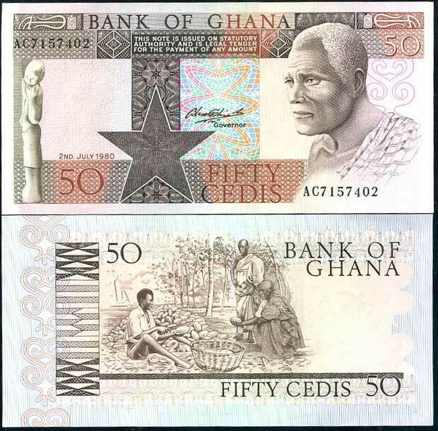 GHANA 50 CEDIS 1980 P 22 UNC