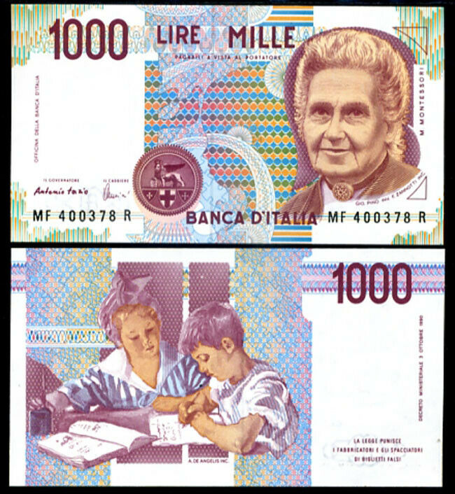 Italy 1000 Lire 1990 P 114 c UNC