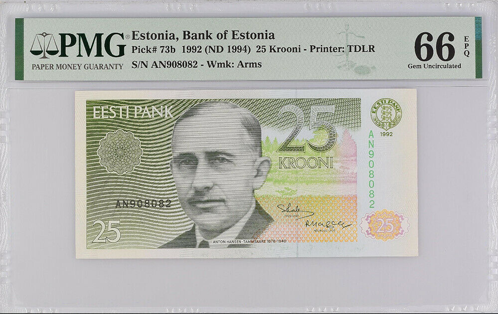 Estonia 25 Krooni 1992/1994 P 73 b Gem UNC PMG 66 EPQ