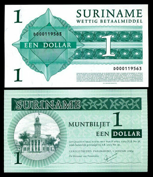 SURINAME SURINAM 1 DOLLARS 2004 P 155 UNC
