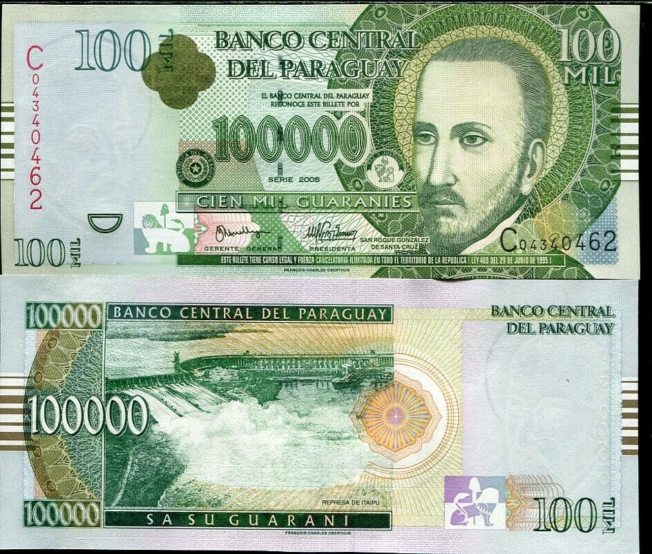 PARAGUAY 100,000 100000 GUARANIES 2004 P 226 UNC
