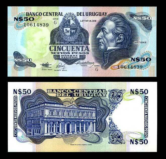 Uruguay 50 Pesos 1989 TDLR P 61A ABOUT UNC AUnc