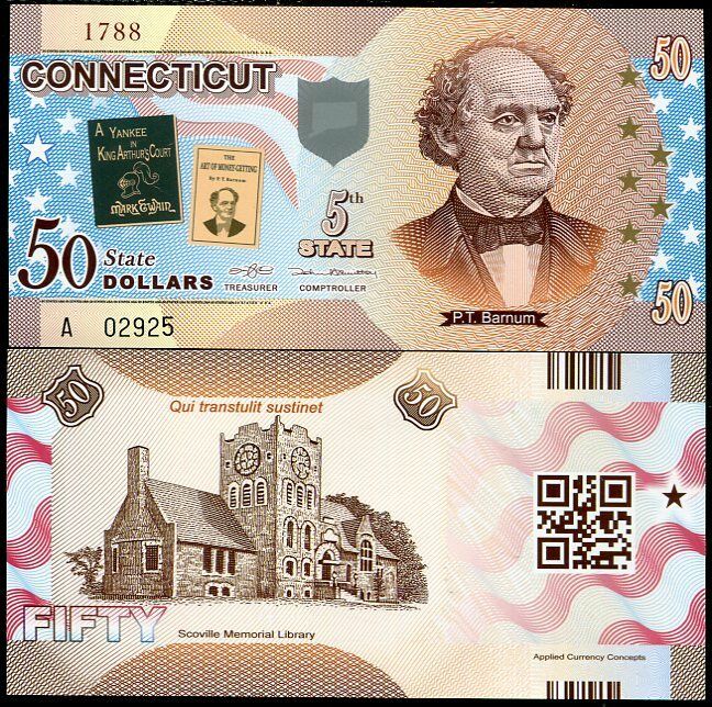 UNITED STATE USA. CONNECTICUT 50 DOLLARS ND 2014 5TH POLYMER COMM. UNC