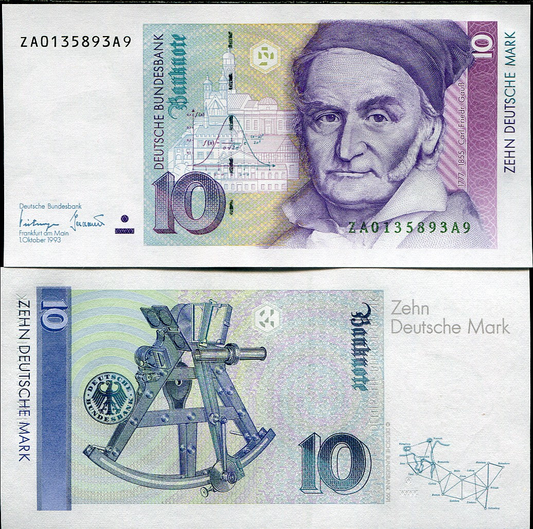 GERMANY 10 MARK 1993 P 38 "ZA" REPLACEMENT UNC