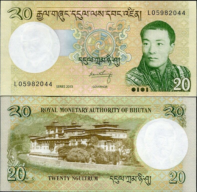 Bhutan 20 Ngultrum 2013 P 30 b UNC LOT 5 Pcs