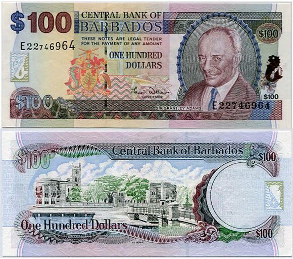 BARBADOS 100 DOLLARS ND 2000 P 65 XF/AU