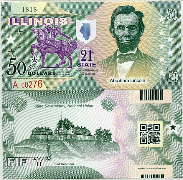 USA ILLINOIS 50 DOLLARS 2016 STATE 21st Abraham Lincoln POLYMER