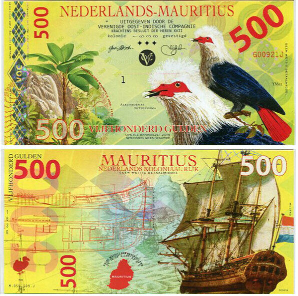 NETHERLAND MAURITIUS 500 GULDEN 2016 FANCY BIRD POLYMER ALECTROENAS
