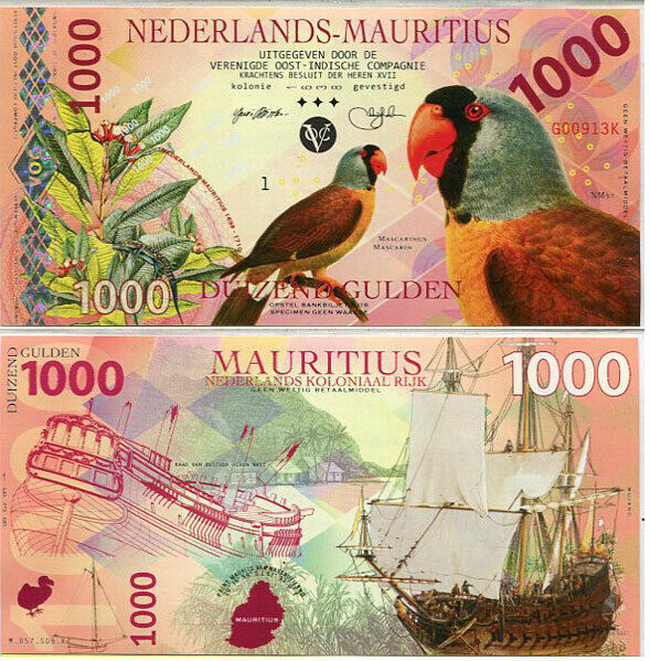 NETHERLAND MAURITIUS 1000 GULDEN 2016 FANTASY BIRD POLYMER MASCARINUS