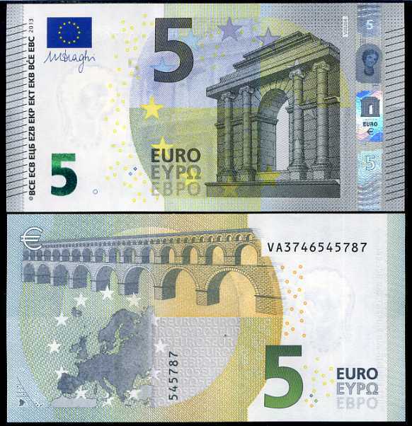EURO 5 EUROS SPAIN P 20 V "V002E4" UNC